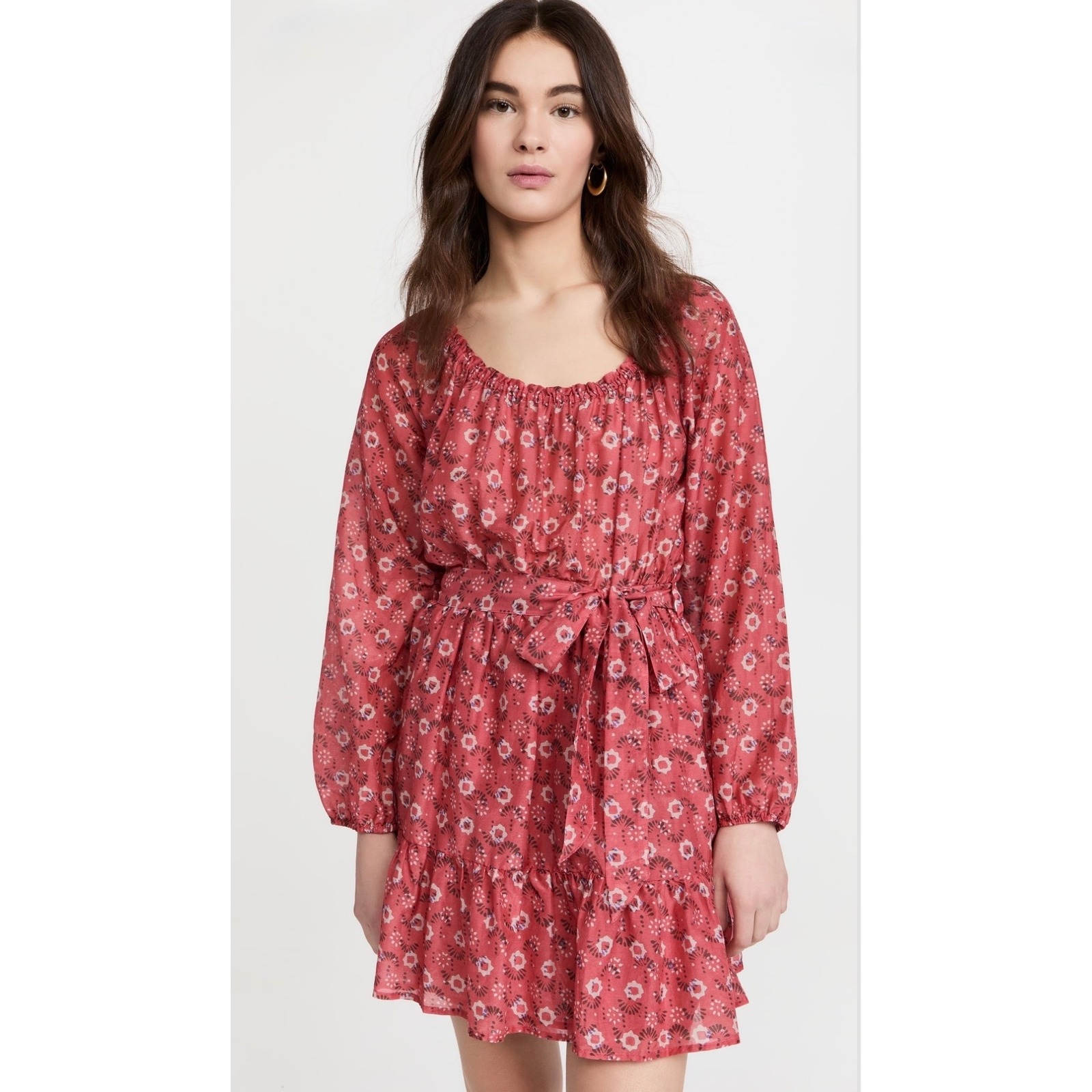Xirena Jia Floral Mini Dress Xs Coral Blush Silk Cotton Tiered Ruffle Feminine